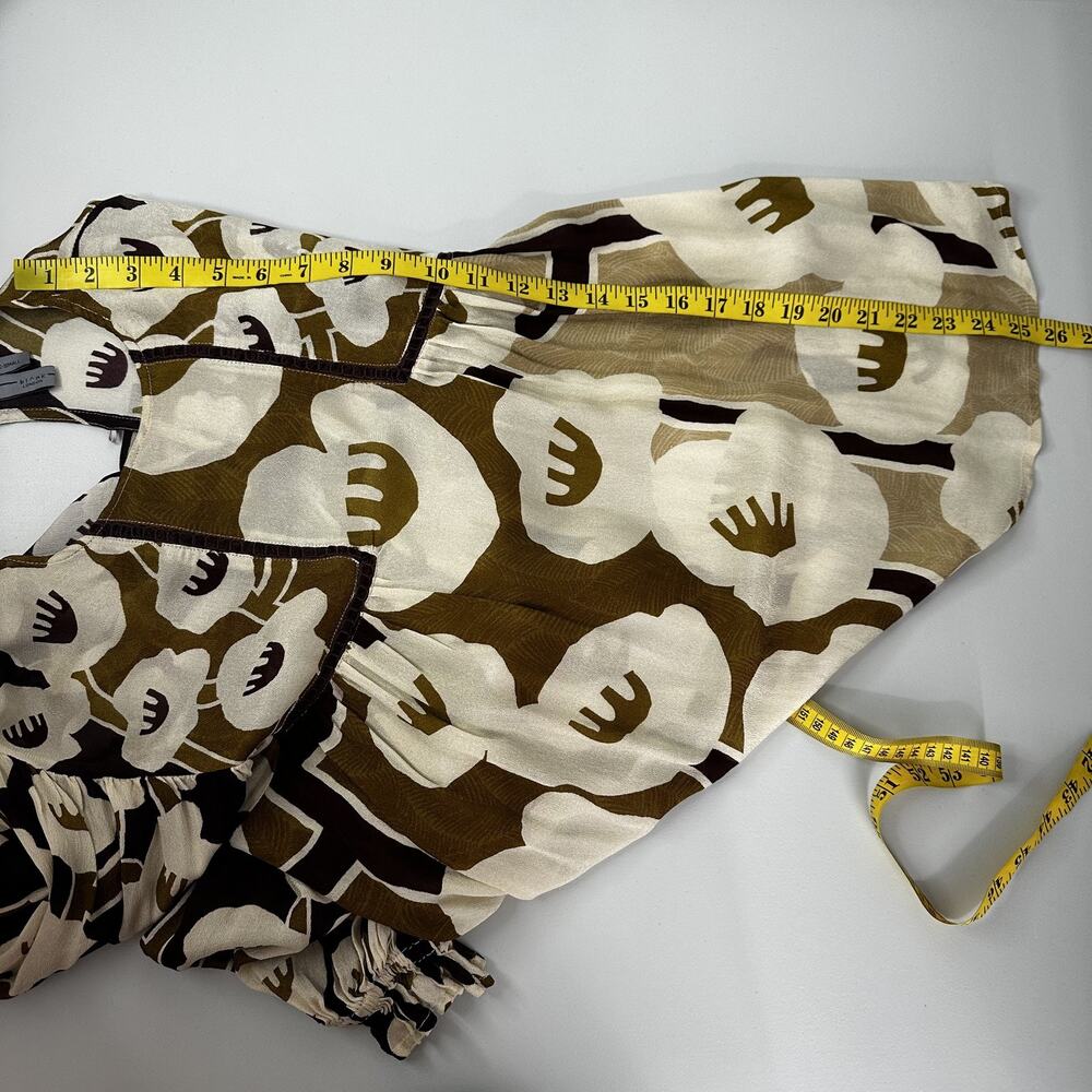 Blank London Blouse Womens XS Brown White Floral Long Sleeve Boho Top Neutral - Picture 10 of 14